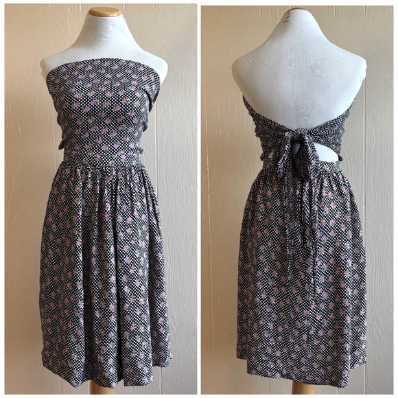 Vintage Betsey Johnson Floral Polka Dot Tie Back Apron Style Sun Dress Y2K - Picture 1 of 12